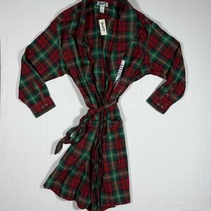 Duluth Trading Co men’s cotton robe Red green plaid